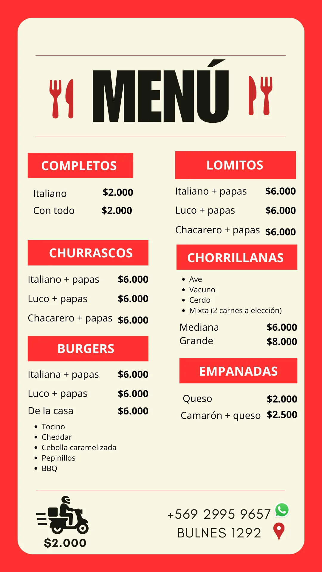 MENÚ GENERAL