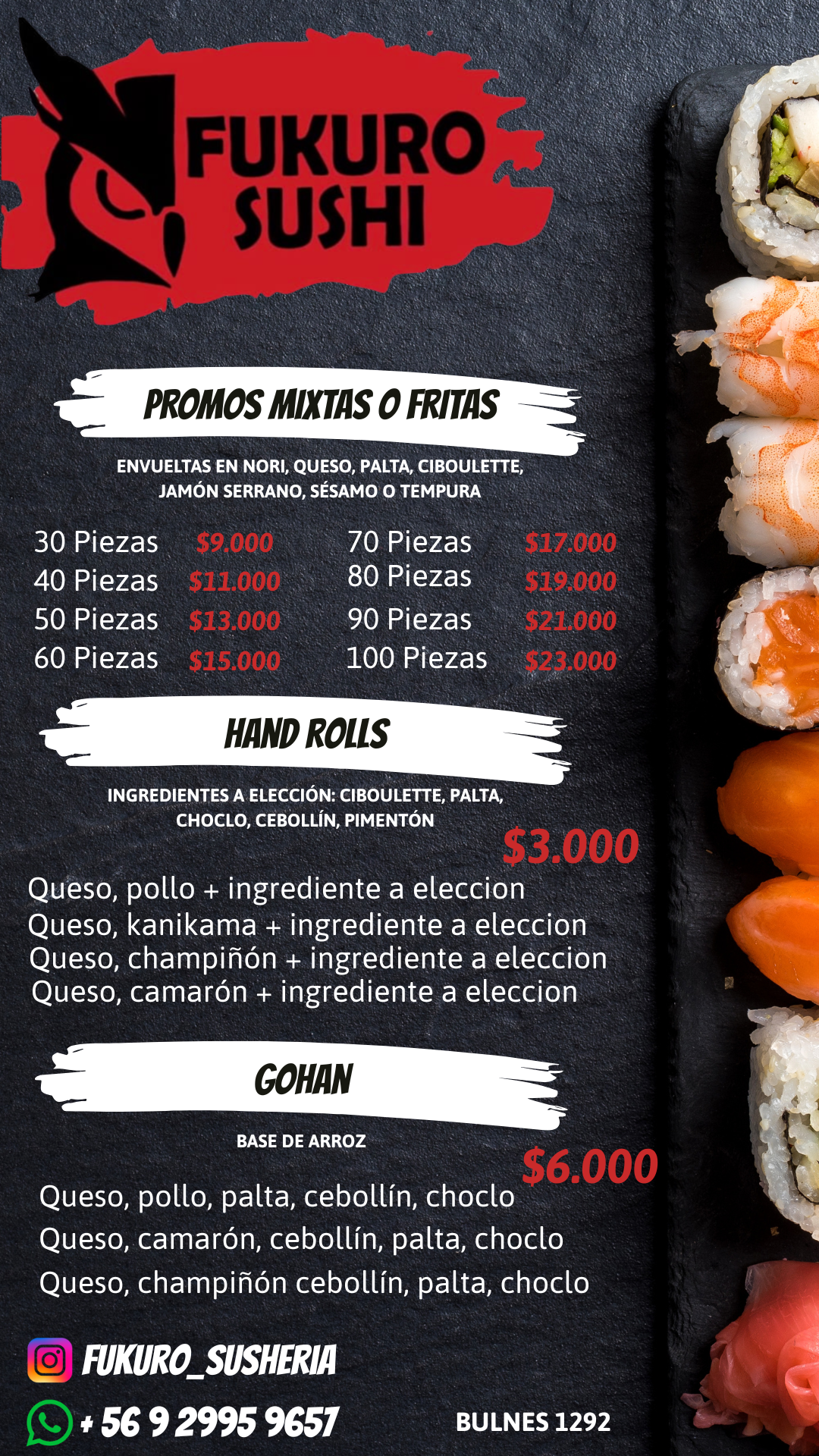 Menú Fukuro Sushi